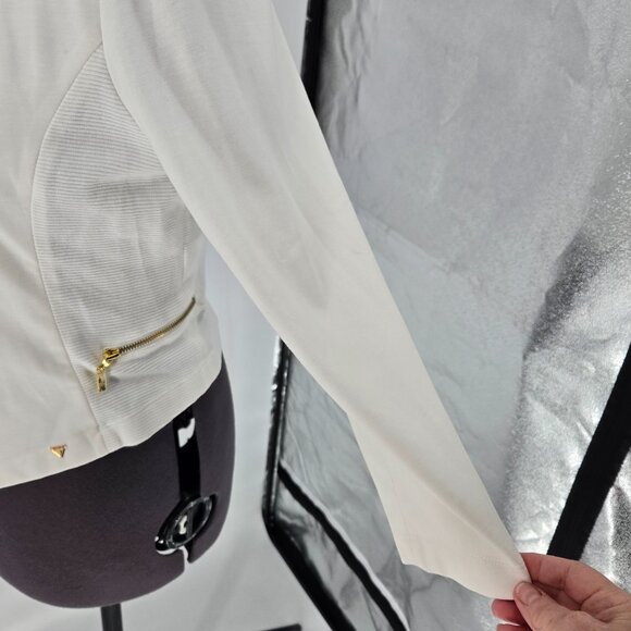 6325-28 Los Angeles Guess white cropped open front jacket blazer Size XL - Picture 5 of 8